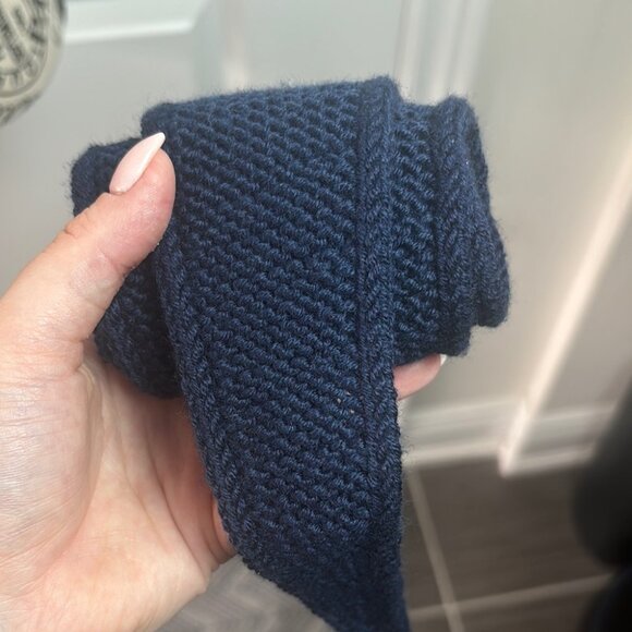 Handmade Navy Sophie Scarf – CashMerino Yarn - 35” Inspired by PetitKnit Design - Picture 4 of 8
